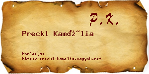 Preckl Kamélia névjegykártya